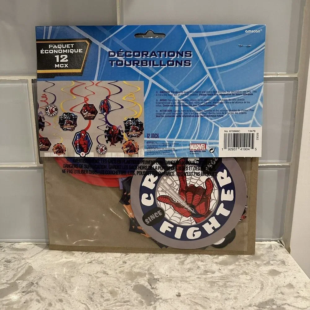 Marvel Spider-Man Themed Party Supplies 12 Swirl Decorations Value Pack - Picture 2 of 2